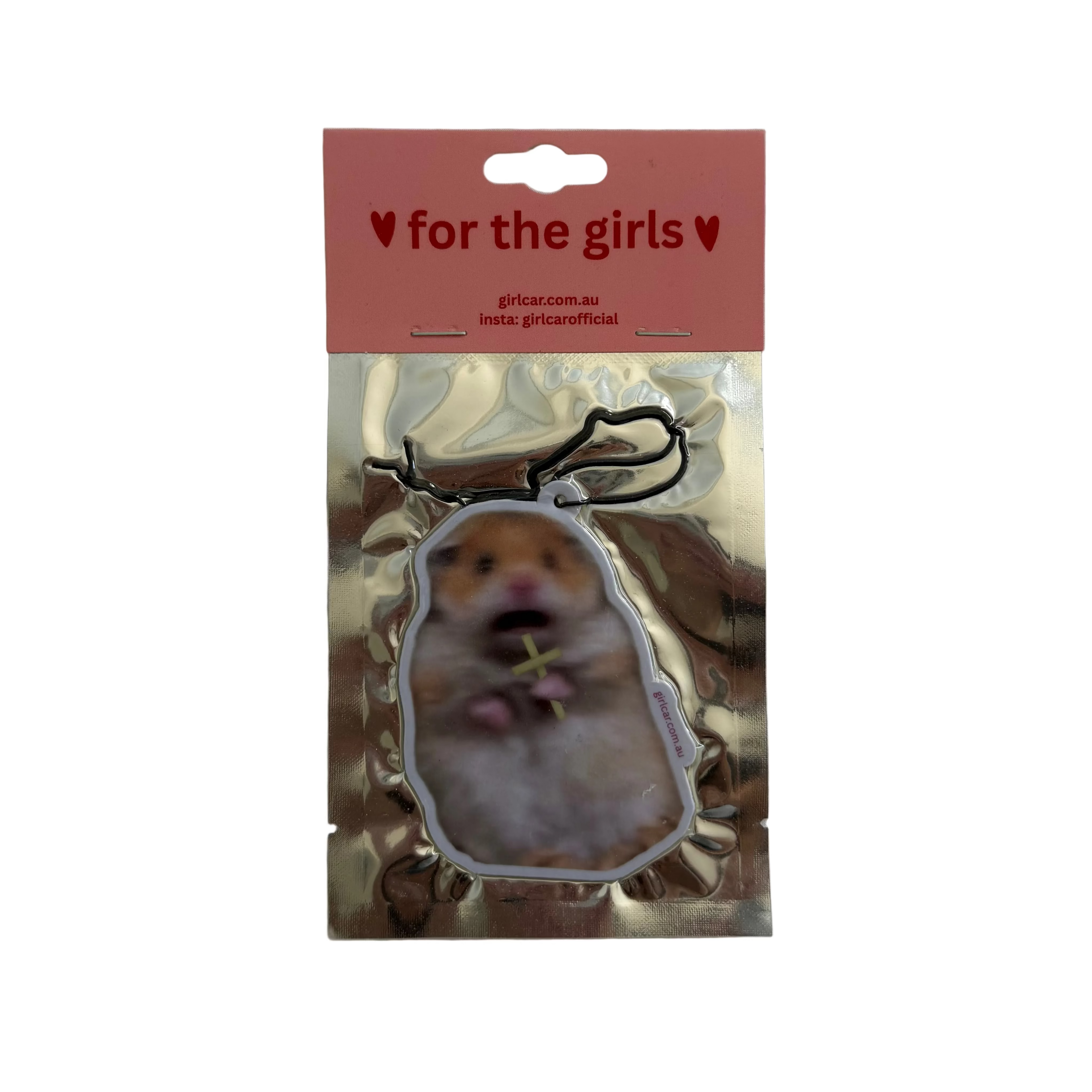 SCARED HAMSTER WITH CROSS AIR FRESHENER